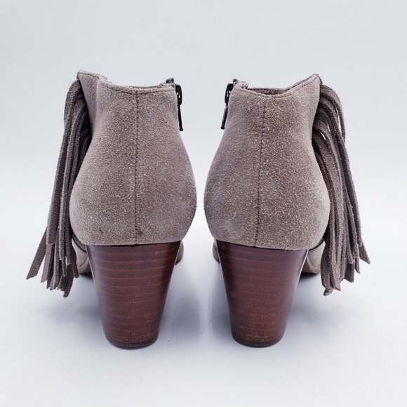 Vionic Women's 8.5 Faros Fringed Bootie Taupe Suede Waterproof Comfort Size Zip - Picture 3 of 11